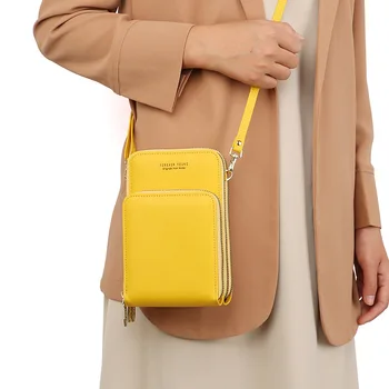 ГОРЕЩА 3-слойная чанта през рамо с джоб за телефон голям капацитет за жени от изкуствена кожа, дамски малки чанти през рамо, госпожа портфейл-месинджър