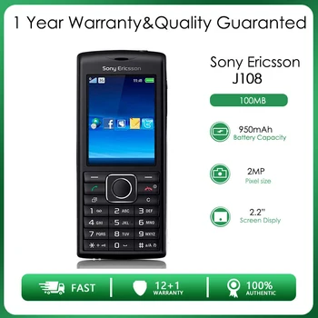 Sony Ericsson J108 Cedar Възстановени-Оригинален отключени 280 MB оперативна памет, 2-мегапикселова камера, най-евтиния мобилен телефон с безплатна доставка