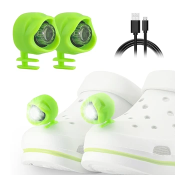 2 бр. Акумулаторна лампа за обувки, 3 режима на осветяване на тъмно За разходки на кучета, удобни за къмпинг, зелен