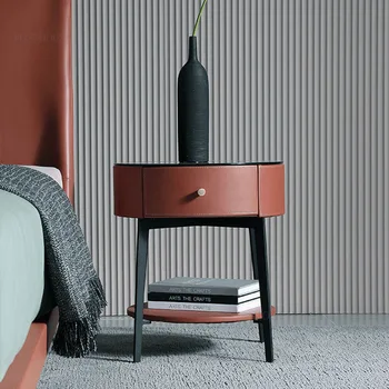 Италиански кръгли стъклени шкафчета скандинавски минималистичная мебели за спалня Лека луксозна модерна нощно шкафче дизайнерски шкаф за съхранение