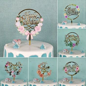 Декор на тортата Цветни акрилни сменяеми букви честит рожден Ден, юбилейна topper, Cupcake, десерт, аксесоари за парти по случай рожден ден за плъгин