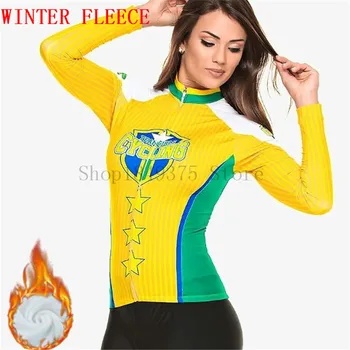 Велосипедна фланелка с дълъг ръкав за жени, зимни флисовые якета с подгряване, дрехи за велосипедни състезания, модни дрехи Ropa Ciclismo Трико