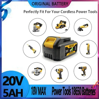 Сменяеми литиево-йонна батерия 20 5,0 А, 6,0 Ah, съвместим с оригинални батерии Dewalt 18V MAX Power Tools