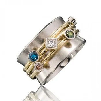 CAOSHI Модни дамски пръстен златен цвят с трехцветным цирконием, индивидуални аксесоари за пръсти, бижута за партита, разпродажба