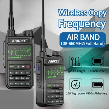 2 елемента ABBREE AR-518 Безжична копирни честота на Двустранно радио Air Band Полнодиапазонный полицейски скенер Авиационна любителски преносима радиостанция