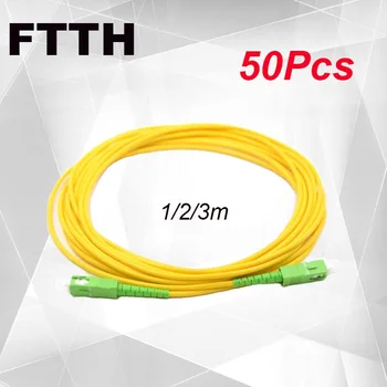 FTTH 50шт 1/2/3м SC-SC APC Однорежимный G652D 9/125 Оптичен Пач Кабел Симплексный 3,0 мм и Оптичен кабел Жълта Обвивка LSZH