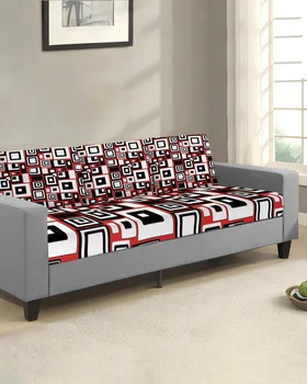 Геометричен правоъгълник, червен, черен, калъф за диванной възглавници, протектор за дивана, еластичен моющийся сменяем калъф за дивана, разтеглив седалките