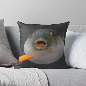Рибата фугу се храни морков, мем-възглавници, калъфки за възглавници, Естетична възглавница за деца