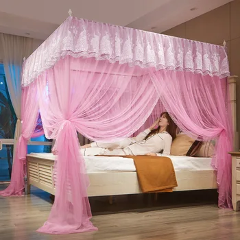 Луксозна лейси дворцовата mosquito net с бродерия за легла, квадратни мрежи за двойно легло, дишаща престилката, противомоскитная палатка, трехдверная дворцовата окото