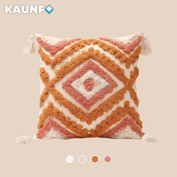 KAUNFO Оранжево Геометричен модел на райета, марокански, калъфки за възглавници, Калъфи за Възглавници с дрямка 45x45/30x50 Home Decor