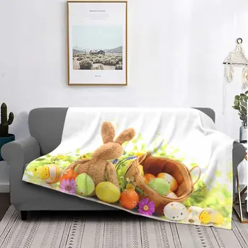 Одеяло с кроличьими яйца, честит Великден, фланелевое е топло одеяло за дома, пролет/есен