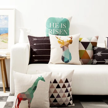 Калъфи за възглавници с геометричен модел на Планински елен в скандинавски стил, декоративни възглавници за дивана 45x45 см, за Декорация на спалнята