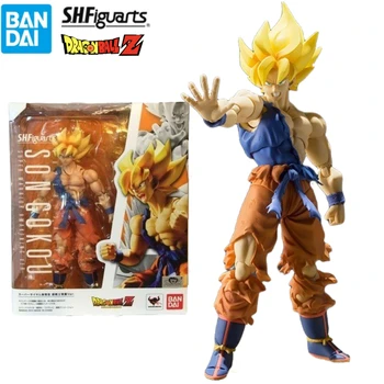 В наличност BANDAI SHF Dragon Ball Z и на Super Saiyan Battle Damage, статуетка son Goku, кукла от PVC, подарък за коледа, аниме-кукла