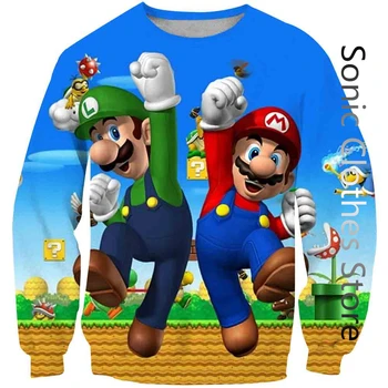 Игра на Супер Марио, блузи с 3D принтом за момчета, есен hoody с качулка за деца, пуловер с дълги ръкави, блузи, мъжки и дамски дрехи