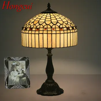 Модерна и креативна стъклена настолна лампа Hongcui LED Modern Настолна лампа Tiffany Интериор за фоайета, хол, прикроватной нощни шкафчета за спалня