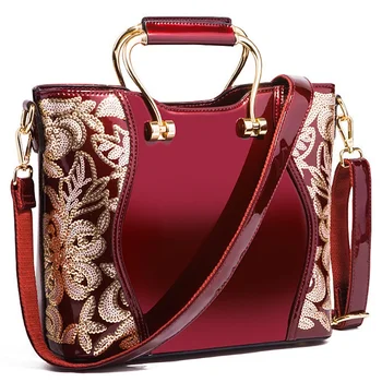 Дамски Чанти, чанти за през рамо, дамски чанти голям капацитет, чанти-незабавни посланици през рамо, луксозна чанта от лачена кожа с цветен модел