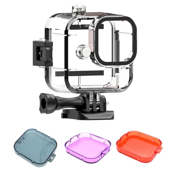 Водоустойчив корпус за гмуркане за мини-камера Hero 11 за гмуркане с основание за определяне и винт/филтри на обектива