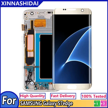 Екран за SAMSUNG Galaxy S7 edge LCD Дисплей G935F SM-G935FD Сензорен цифров преобразувател В Събирането на Резервни Части