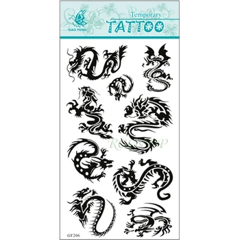 Водоустойчив Временна Татуировка Стикер дракони порцеланов тотем татуировка етикети флаш татуировка фалшиви татуировки за мъже жени