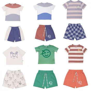 Детски Дрехи, тениски за момичета и момчета, Шорти, новост 2023 г., лятна детска тениска с къс ръкав, дрехи за деца от 2 години до 8 години