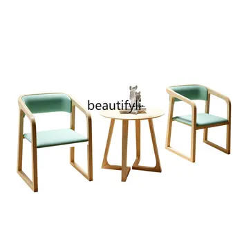 Съвременен стол за хранене в скандинавски стил, на дървена маса за кафе, Маса и столове за вашия офис, Мебели за хол, комплект за чай масички за почивка
