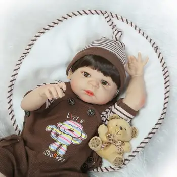NPK 55 см, пълна силиконова эмиляция на новородено момче с черни приклеенными коса на силиконова кукла реборн подаръци и играчки за деца NPK 55 см, пълна силиконова эмиляция на новородено момче с черни приклеенными коса на силиконова кукла реборн подаръци и играчки за деца 1