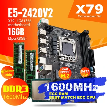 Комплект дънната платка Atermiter X79-1356 с процесор Xeon LGA 1356 E5 2420 V2 2 бр. x 8 GB = 16 GB ECC REG RAM Памет PC3 12800 DDR3 1600 Mhz
