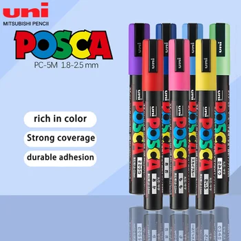 1 бр., Японски Uni Posca PC-5M, маркер за рисуване, дръжка за ПОП-плакат/графити, реклама, канцеларски материали за студенти, Офис ученически пособия 29 цвята