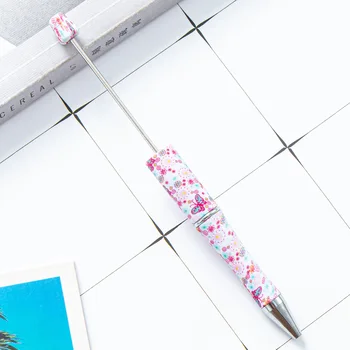 10 бр. химикалки с цветни мъниста, Копчета от мъниста, пластмасови химикалки 