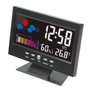 Настолни часовници с цветен екран температура и влажност на въздуха, безжични прогнози за времето, звука на алармата с течнокристална подсветка CNIM Hot