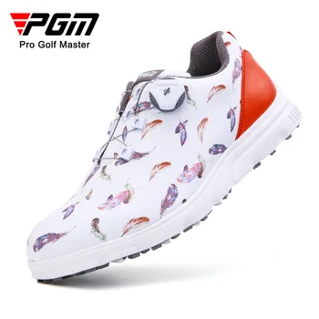 Мъжки обувки за голф PGM, напълно водоустойчив маратонки от микрофибър, дизайнерски спортни дрехи с нитове от пера и въртяща каишка XZ207