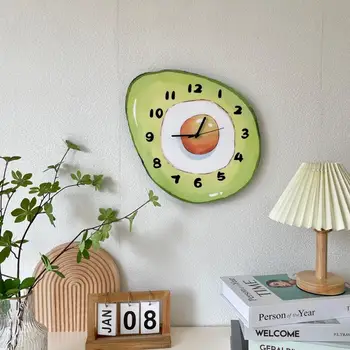 Творчески мультяшные часовници с плодове и авокадо, окачени стенни часовници за всекидневна, детска стая, спалня, сладки декоративни стенни часовници ins mute