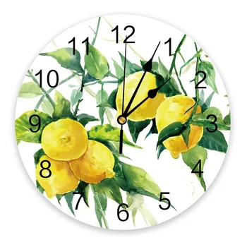Стенни часовници от PVC с лимонови акварельными листа, модерен дизайн, декорация на хола, стенни часовници, Начало декор, стенни цифров Часовник