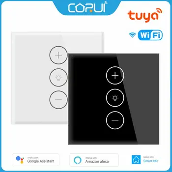 CORUI Sasha WiFi Smart Switch 10A ЕС монтиран на стената lcd Сензорен Прекъсвач Затъмняване Стъклен Панел, Ключове за осветление Работят С Google Home Алекса Smart Life