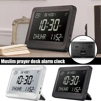 Часовници Азан 8 Звуци Атана Голям LCD екран, многоезични Календар Хиджра, Григорианские Календари, Мюсюлмански Молитвен Маса, Аларма