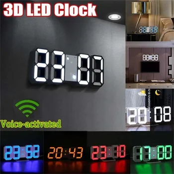 3D led цифров часовник с светящимся нощен режим, с регулируема яркост, електронни настолни часовници, дигитални стенни часовници, Уютна Спалня