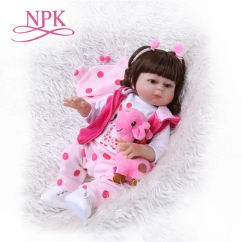 NPK 49 см Ръчна изработка, мека, напълно Силикон, Виниловое тялото за момичета, Реалистични сладки Бебешки играчки Bonecas за Момичета, Кукла-Бебе, Подмладена Играчки Menina