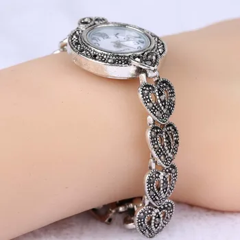 Модерен часовник в бохемски стил, дамски имитация на тибетския сребро, ретро гривна с кристали 26%, гривна за любов, кварцов часовник