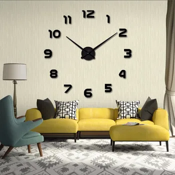 Големи акрилни стенни часовници diyclock творчески триизмерни стенни часовници-пръчка за хола прости висящи часовници