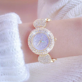 Луксозни дамски часовници с диаманти, злато, сребро, неръждаема стомана, кварцов дамски часовник, гривна с малък циферблат, най-добрата марка, подарък часовник