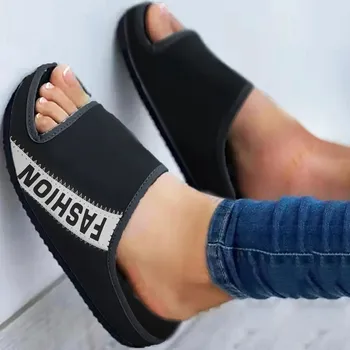 Летните чехли на платформа, дамски дишаща удобни ежедневни обувки за танкетке, спортни чехли с отворени пръсти с писмото модел дамски сандали