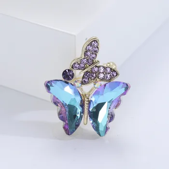 Дамски Модни Преливащи се цветове кристални красиви брошки-пеперуди за жени, луксозни Игли с животни от сплав от злато и камък