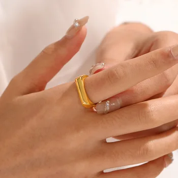 Модни пръстени във формата на диамант от неръждаема стомана за жени, позлатените пръстен на пръста си, модни декорации за партита, Подаръци, Геометрично пръстен без петна
