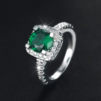 Старинните дамски Пръстени с кръгла зелен камък е За Жените Сребрист Цвят, годежни пръстени с цирконием, Сватбена Обещание, Годежен пръстен, Украса за Майката