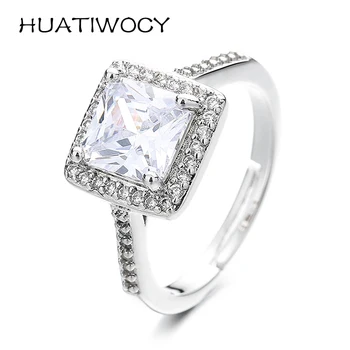 HUATIWOCY Модно бижу пръстен за жените, аксесоари от сребро 925 проба с скъпоценния камък циркон, пръстени за пръстите на, подарък за сватба, участието, парти