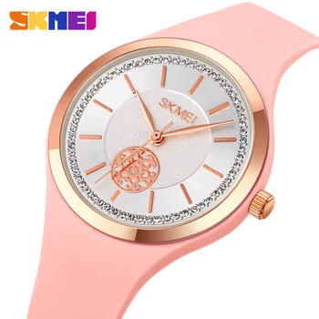 SKMEI Модни прости дамски часовници, луксозни кварцов мъжки часовник, силикон водоустойчив ръчен часовник за момичета Montre Femme