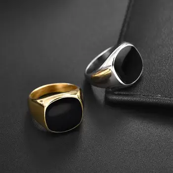 Мъжки пръстен в стил пънк-рок, Гладък пръстен-печат от Неръждаема стомана 316L за мъже, Бижута за партита в стил хип-хоп, на едро, Мъжки сватбата на Ilian