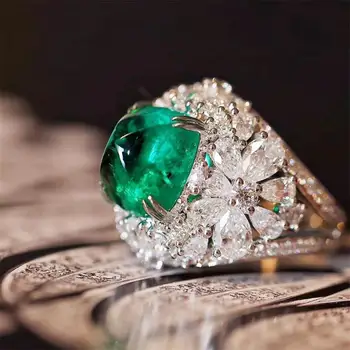 Женски пръстен, Бижу Пръстен Творческа геометрично женски пръстен Декоративни бижута пръстен от изкуствен кристал на годишнина от