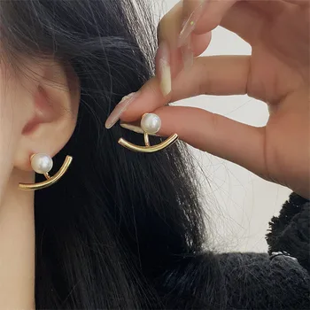 Нова тенденция, Специални дамски обеци-карамфил с пирсингом във формата на пръчка златисто-сребрист цвят, елегантни корейски бижута за уши, подарък