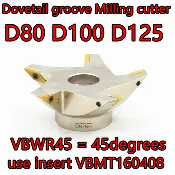 VBWR45 80 мм, 100 мм, 125 мм Fresa с пазом под формата на Ласточкиного на опашката под ъгъл от 45 градуса използва за вмъкване на VBMT160408